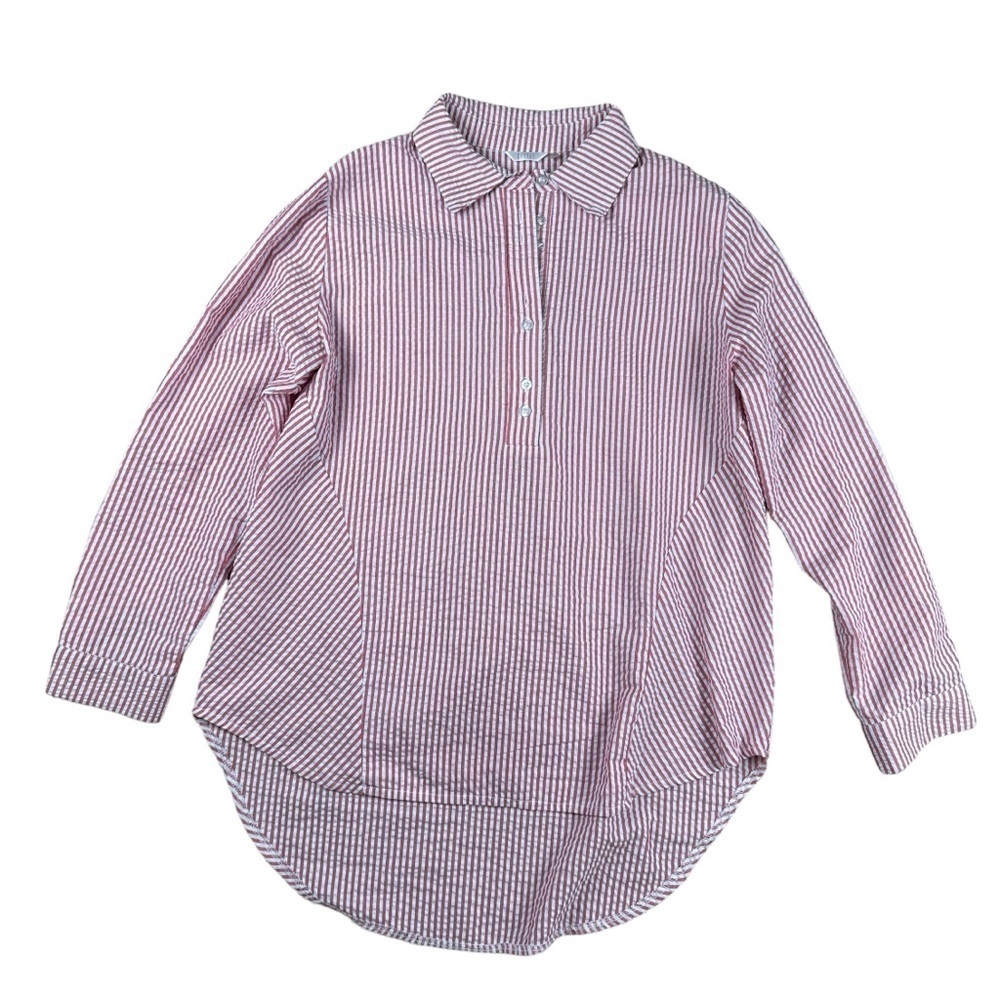 Kaktus Striped Long Sleeve Collared Top